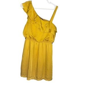 CITY triangles golden yellow one shoulder mini dress size large